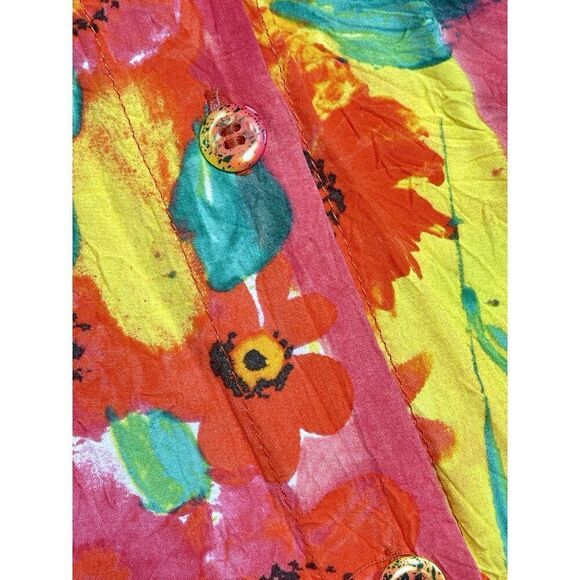 Vintage Jams World Fire Daisy Hawaiian Button Up Shirt Floral Mens Size XL - Picture 6 of 10